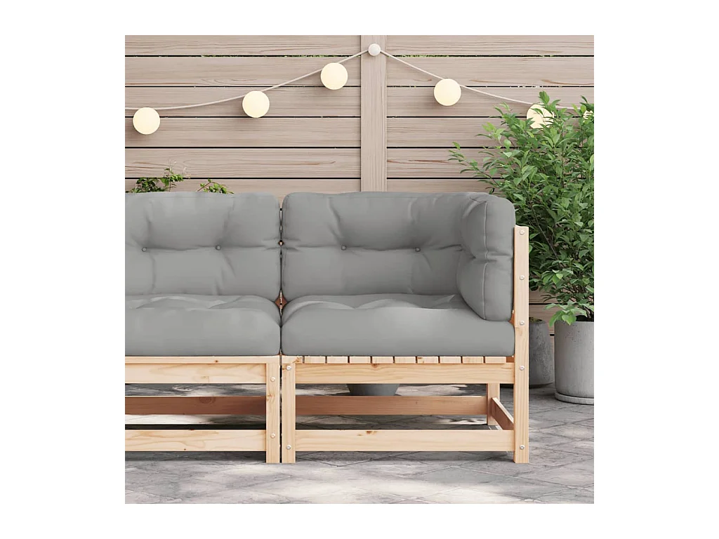 Canapé d'angle de jardin avec coussins bois de pin solide FR27764