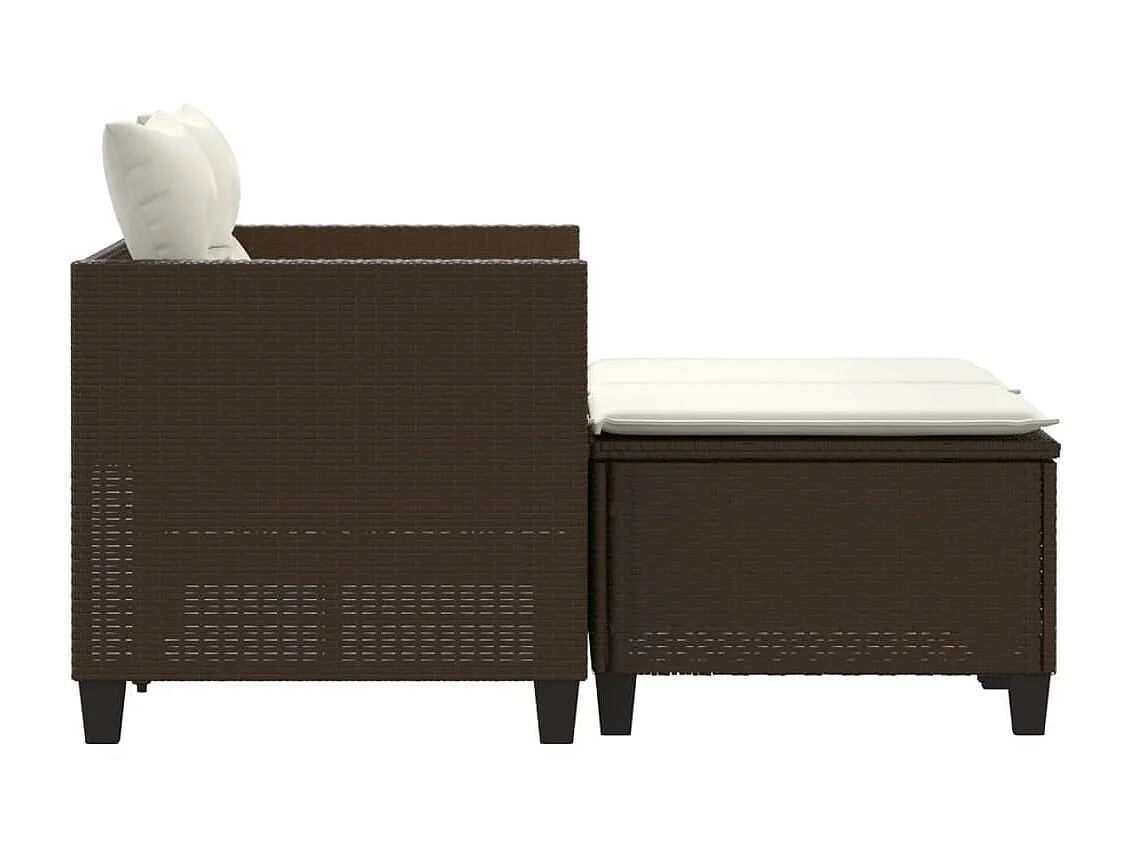 Sofá de jardín 2 plazas con taburetes ratán sintético marrón ES536207