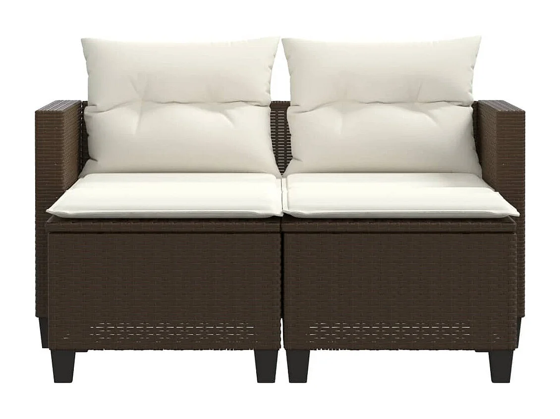 Canapé de jardin 2 places avec tabourets marron résine tressée FR216228