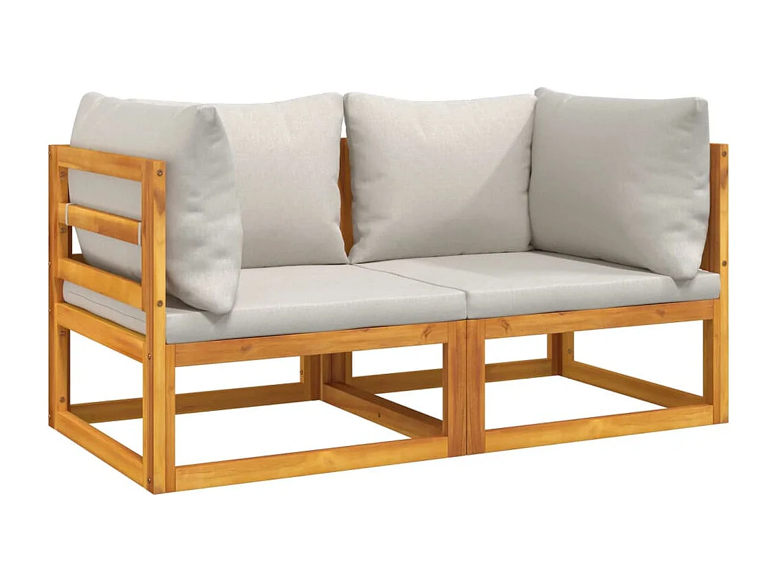 Lot de 2 Canapés d'angle sectionnels coussins gris clair acacia FR36194