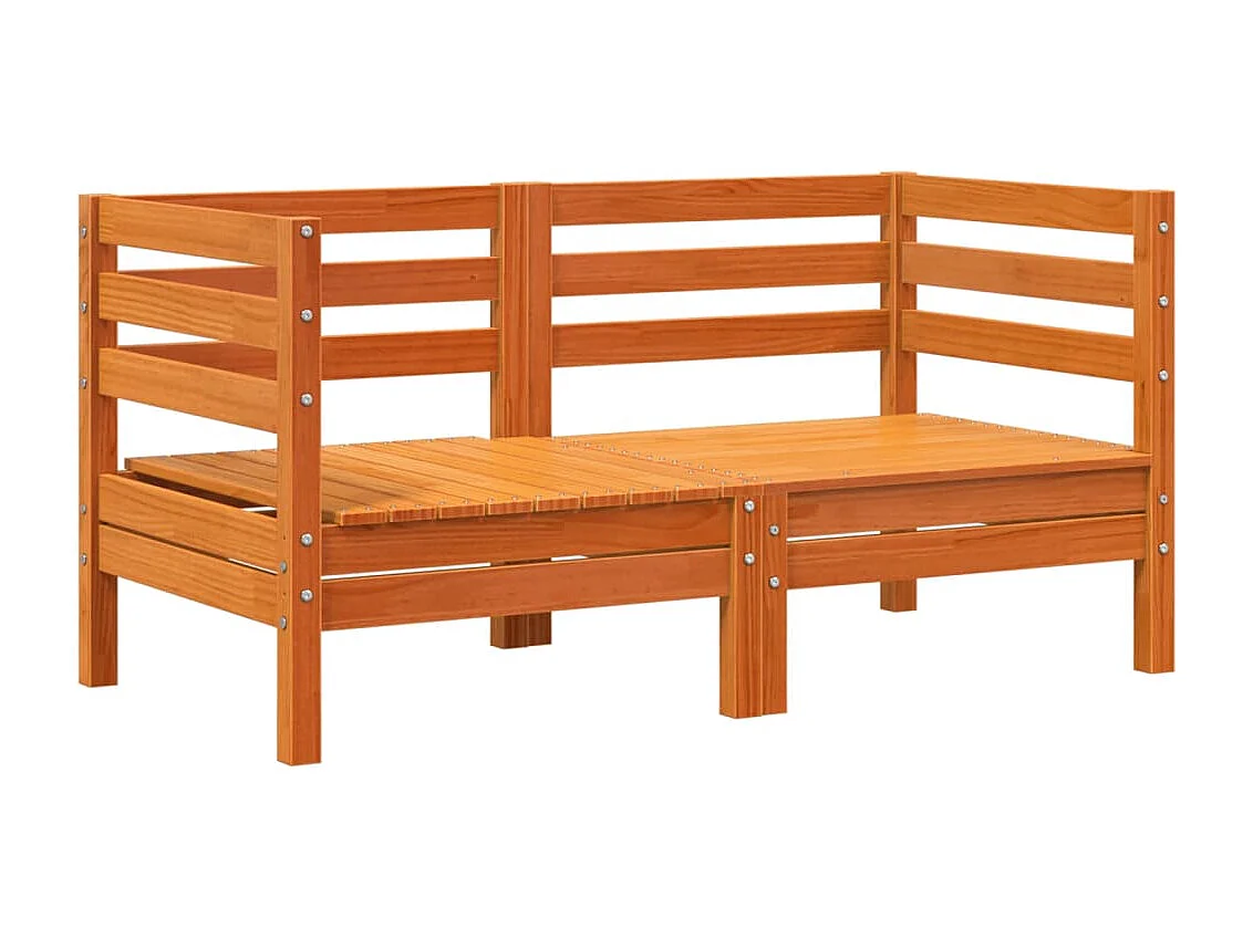 Lot de 2 Canapés d'angle de jardin cire marron bois de pin massif FR77678