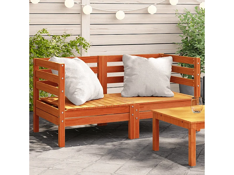 Lot de 2 Canapés d'angle de jardin cire marron bois de pin massif FR77678