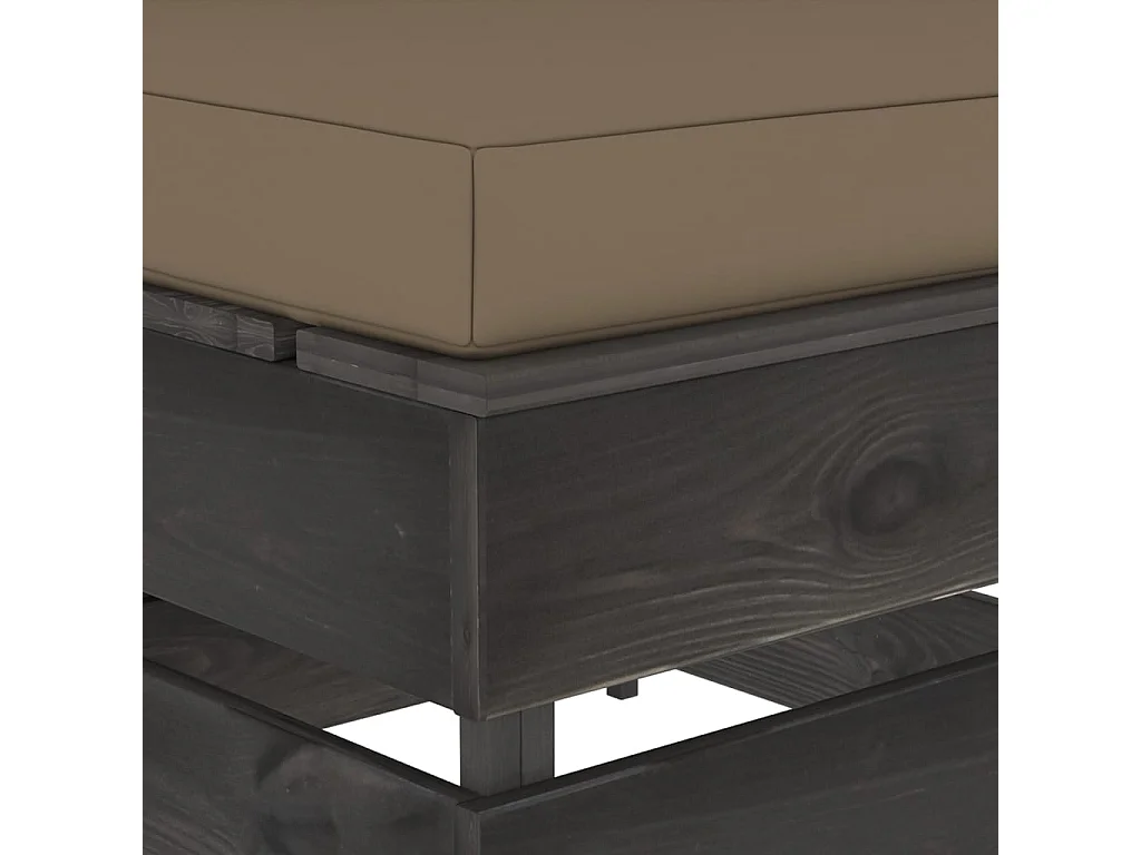 Canapé central sectionnel avec coussins Bois imprégné de gris FR12364