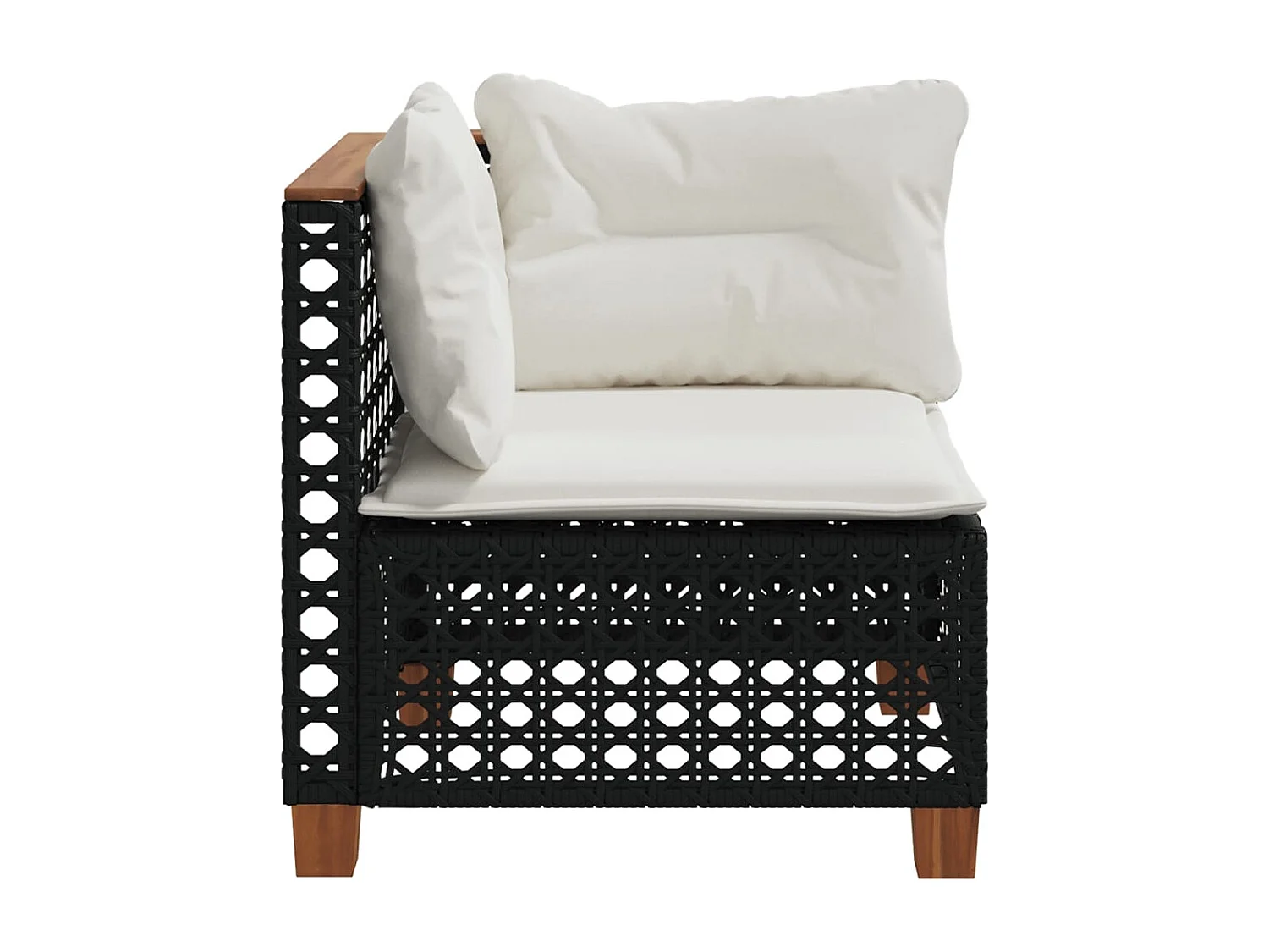 Canapé d'angle de jardin avec coussins noir résine tressée FR159384