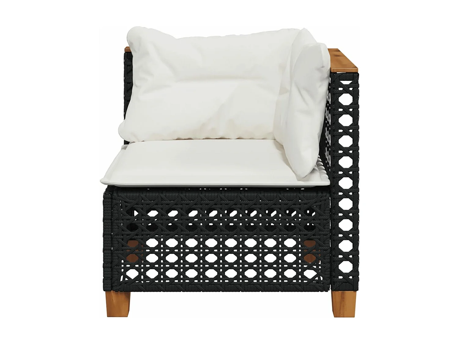 Canapé d'angle de jardin avec coussins noir résine tressée FR159384