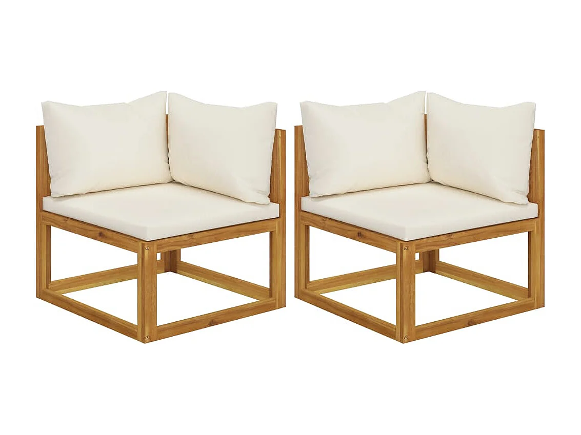 Sofás de canto seccionais 2 pcs com almofadões branco nata PT869808