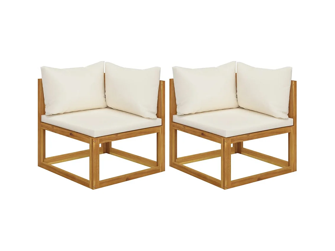 Lot de 2 Canapés d'angle sectionnels avec coussins Blanc crème FR78305