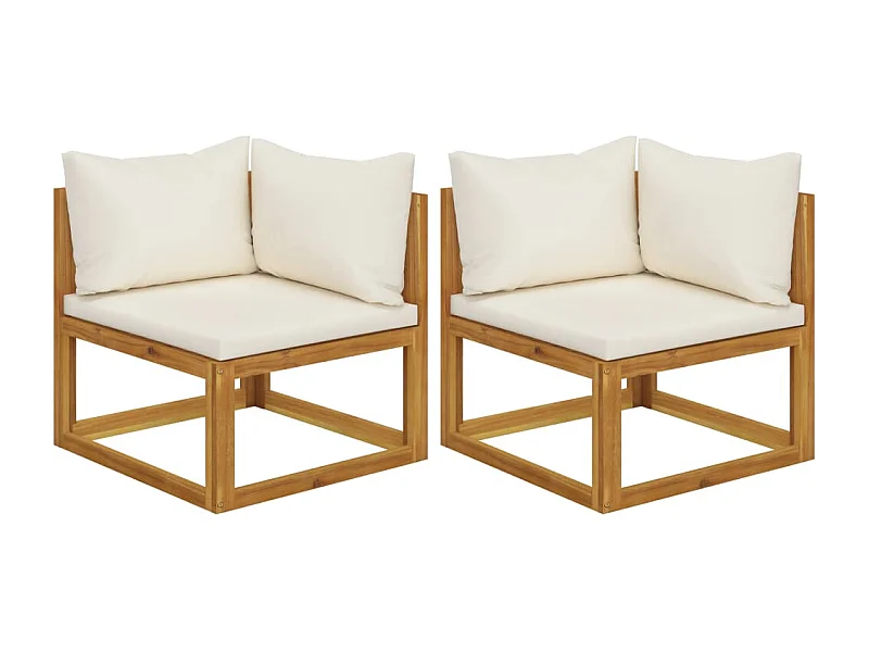 Lot de 2 Canapés d'angle sectionnels avec coussins Blanc crème FR78305