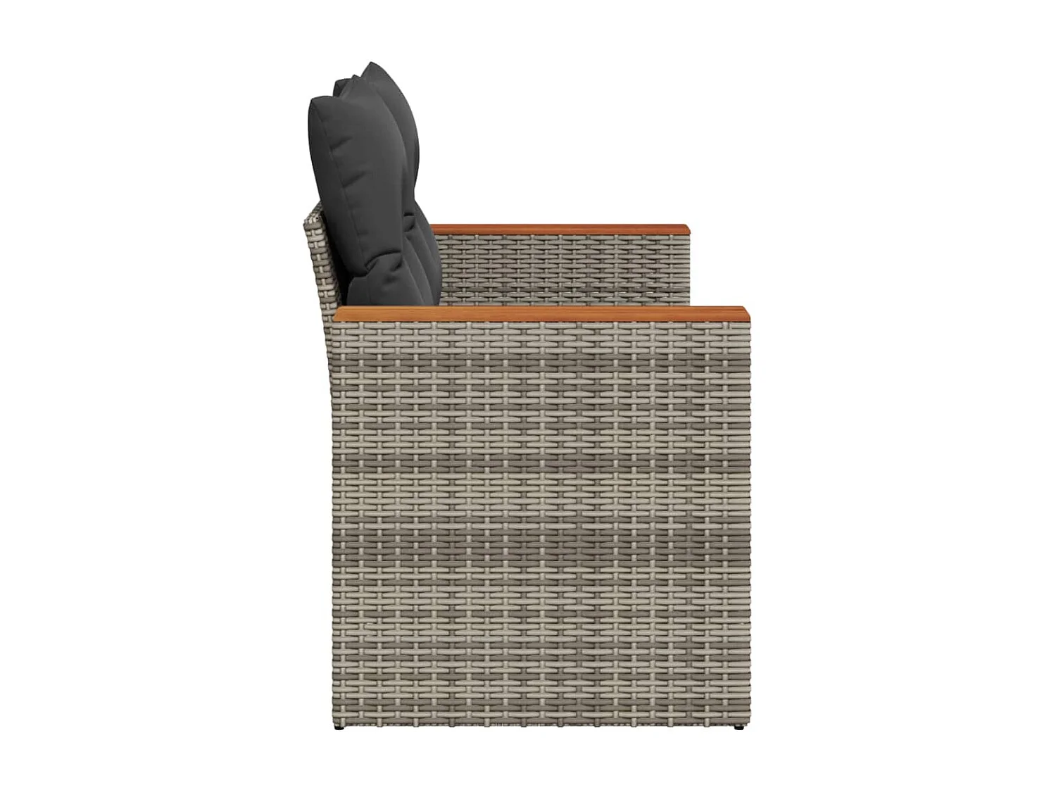 Canapé de jardin 2 places avec coussins gris résine tressée FR603254