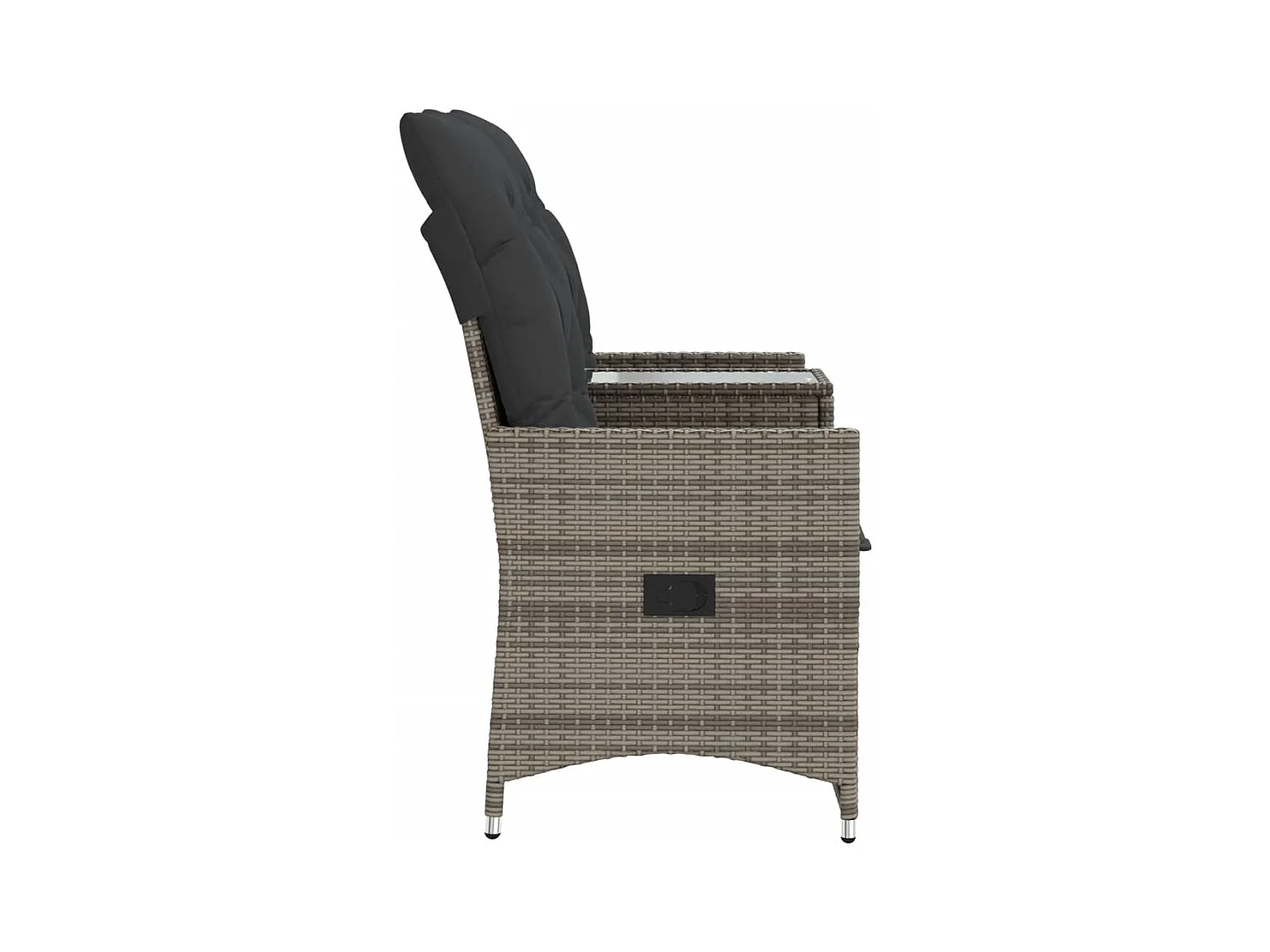 Tuinbank 2-zits verstelbaar met tafel poly rattan grijs BE668279