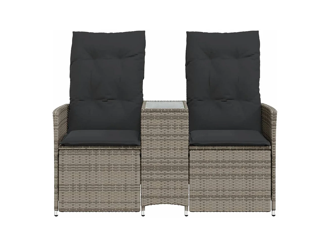 Tuinbank 2-zits verstelbaar met tafel poly rattan grijs BE668279