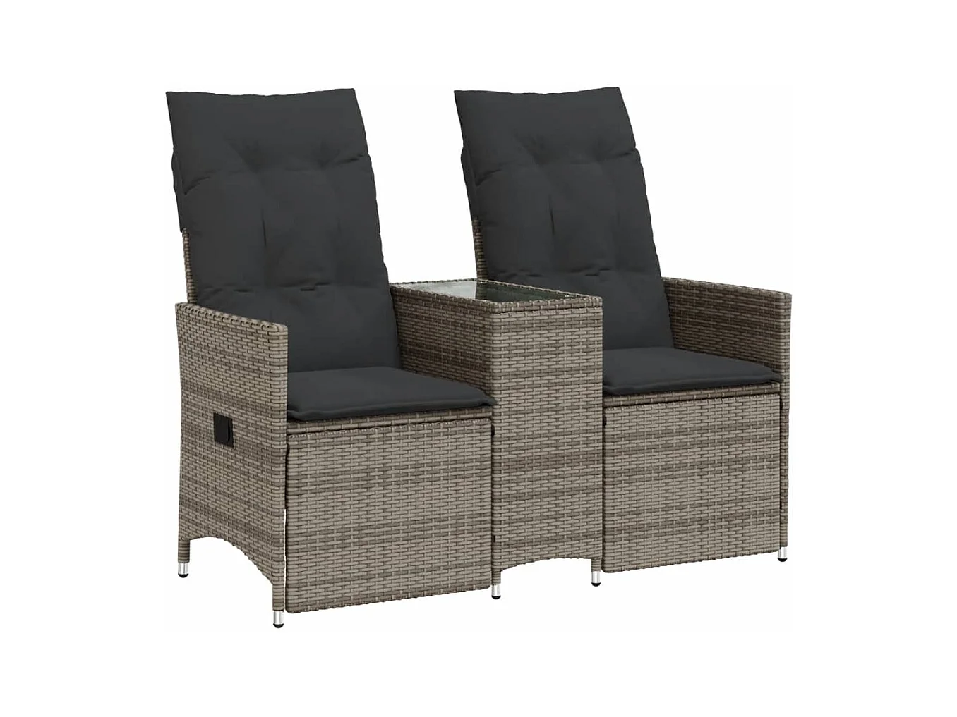 Tuinbank 2-zits verstelbaar met tafel poly rattan grijs BE668279