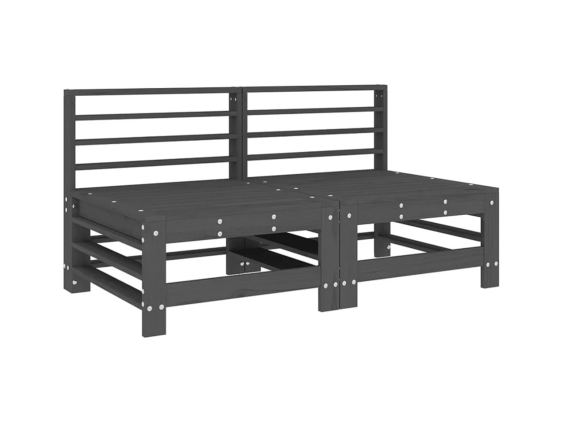 Sofás centrales de jardín 2 uds madera maciza de pino gris ES781860