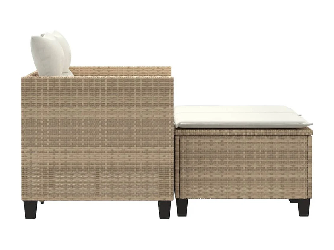 Canapé de jardin 2 places avec tabourets beige résine tressée FR640335