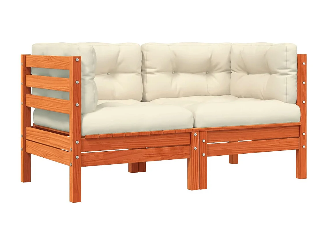 Canapé d'angle de jardin coussins cire marron pin massif FR40503