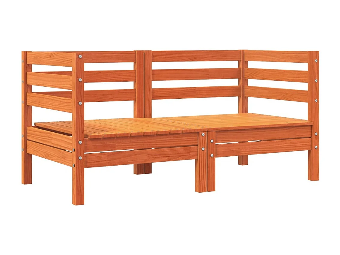 Canapé d'angle de jardin coussins cire marron pin massif FR40503