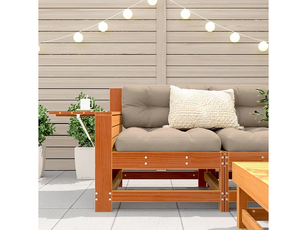 Canapé de jardin accoudoir avec table d'appoint bois massif pin FR149492
