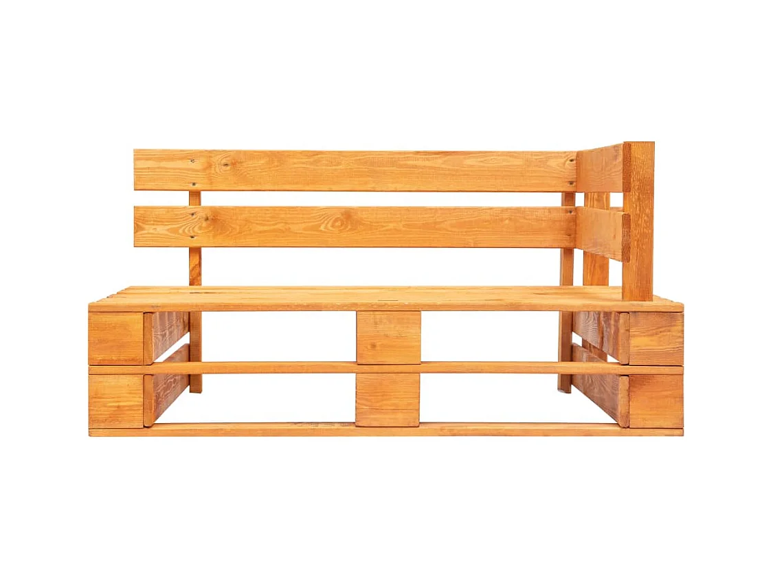 Canapé d'angle palette de jardin marron miel bois pin imprégné FR11133
