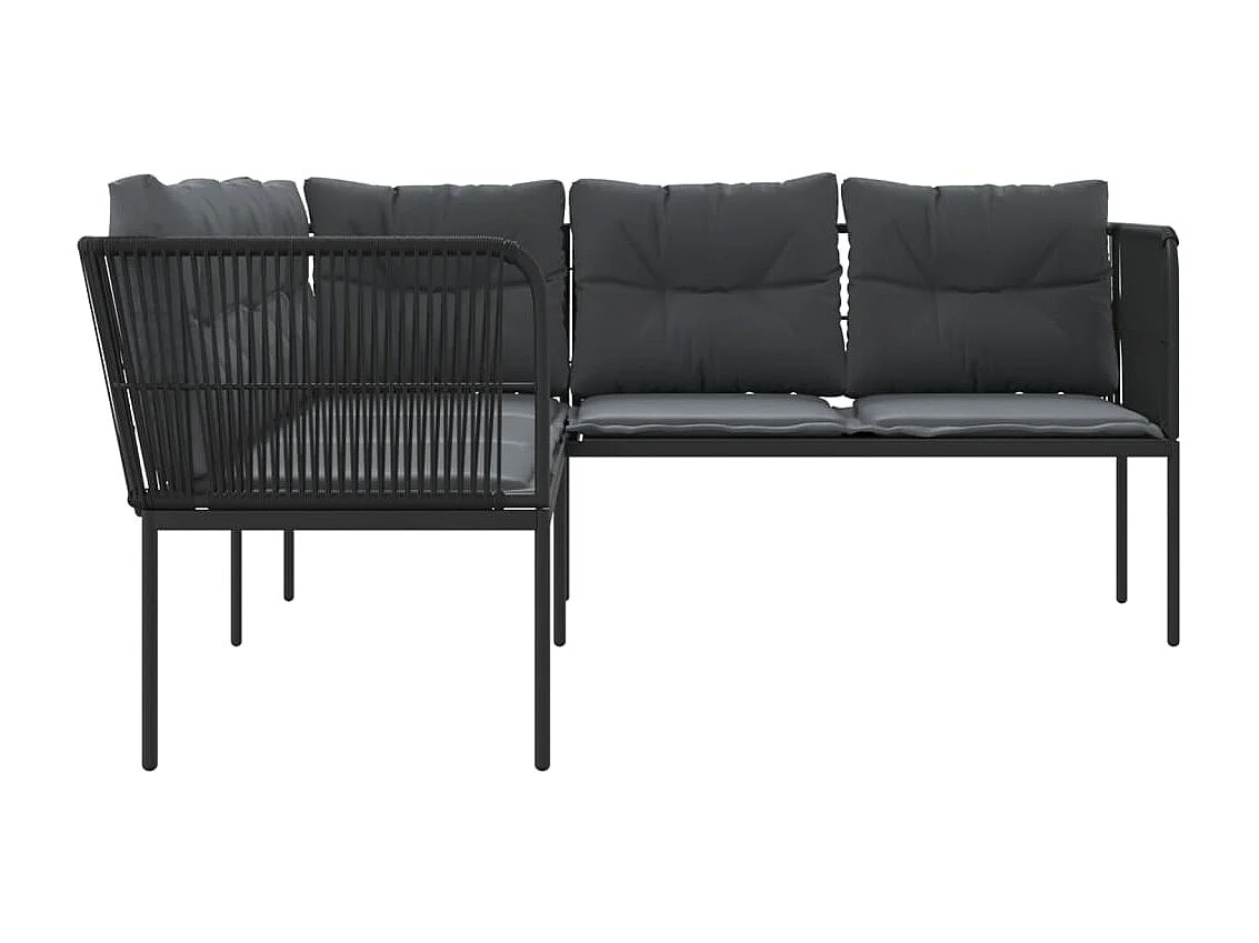 Canapé de jardin avec coussins forme de L noir acier textilène FR616691