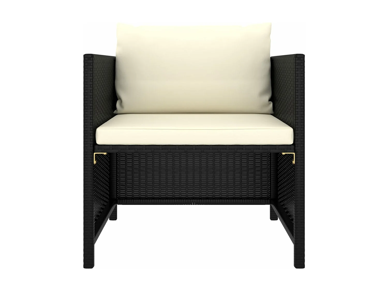 Tuinbank met kussens poly rattan zwart BE876777