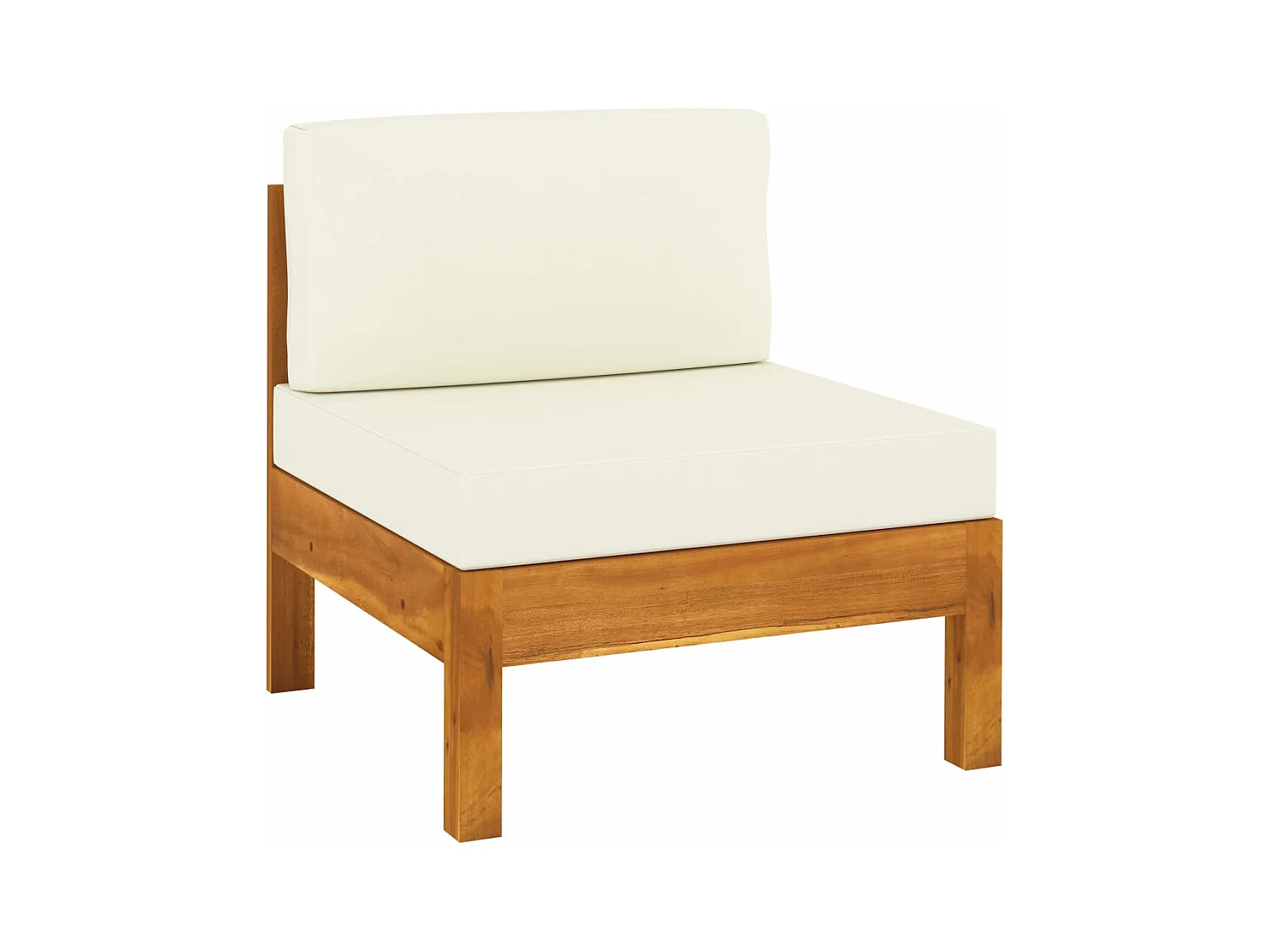 Canapé central avec coussins blanc crème Bois d'acacia solide FR10563