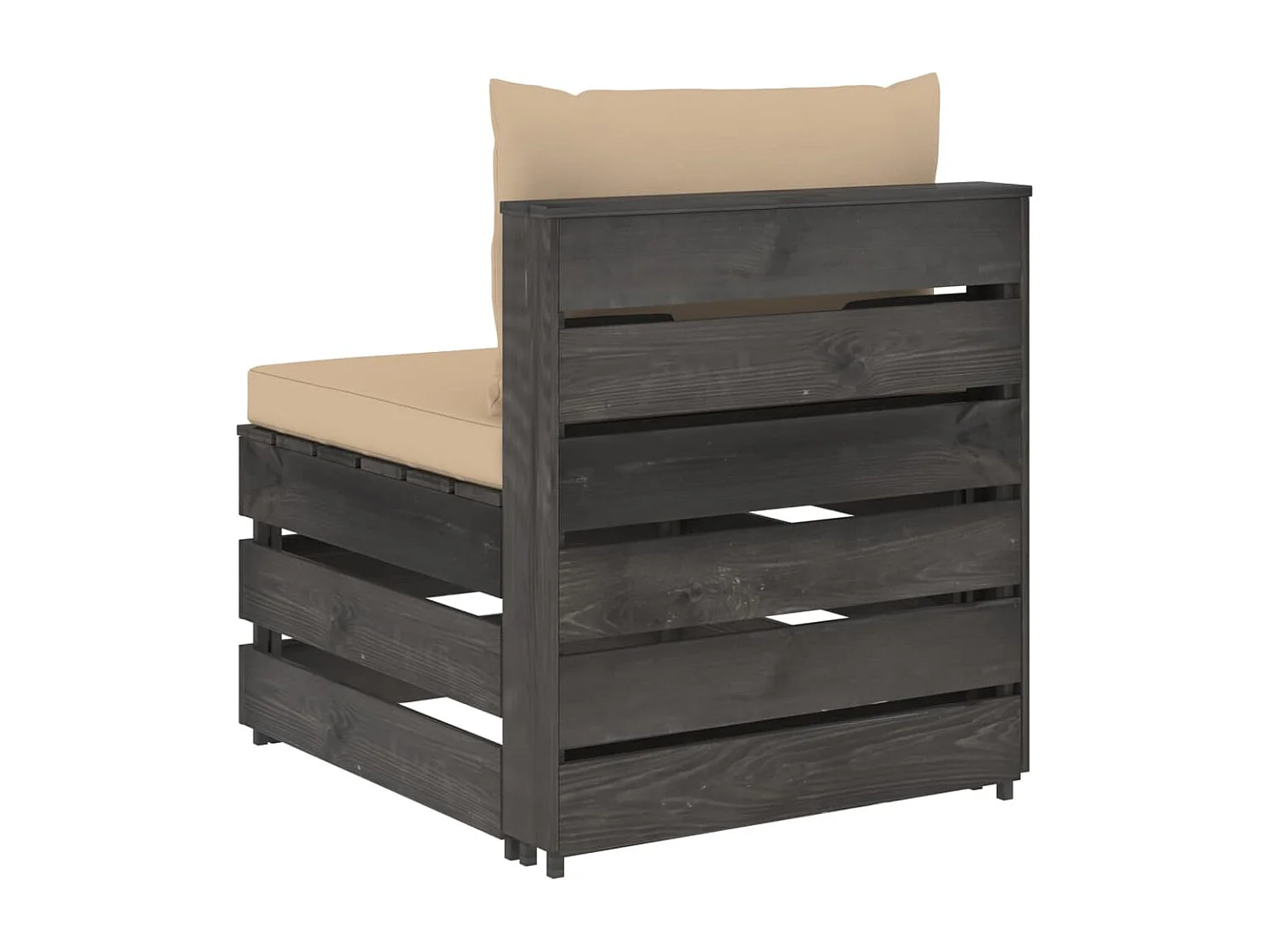 Canapé central sectionnel avec coussins Bois imprégné de gris FR53572