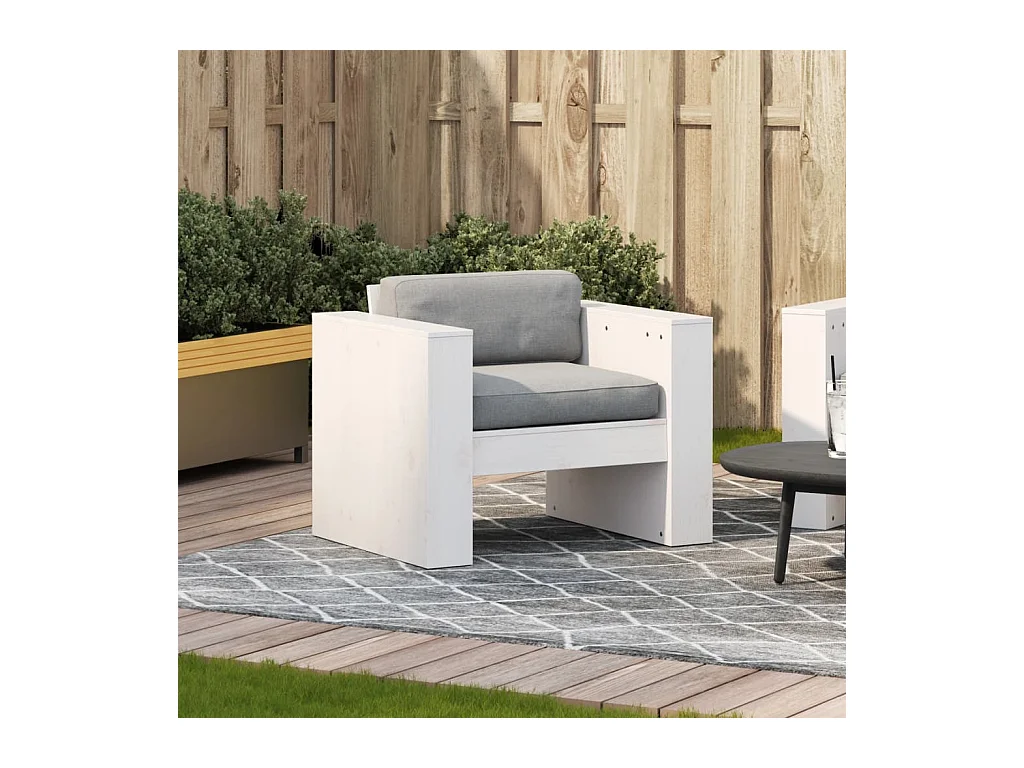 Sofá de jardín madera maciza de pino blanco 79x60x62 cm ES292572