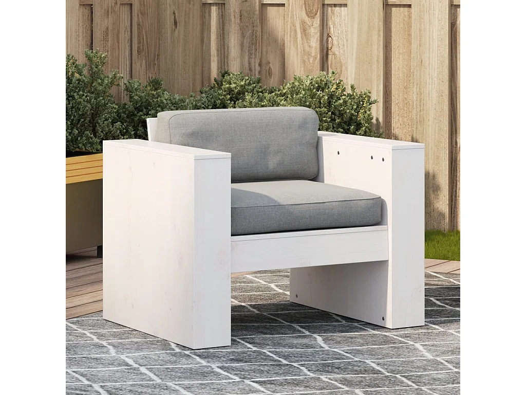 Sofá de jardín madera maciza de pino blanco 79x60x62 cm ES292572