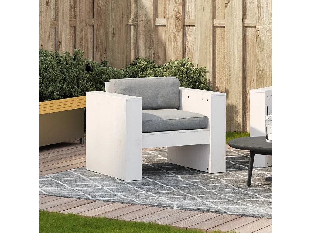Sofá de jardín madera maciza de pino blanco 79x60x62 cm ES292572