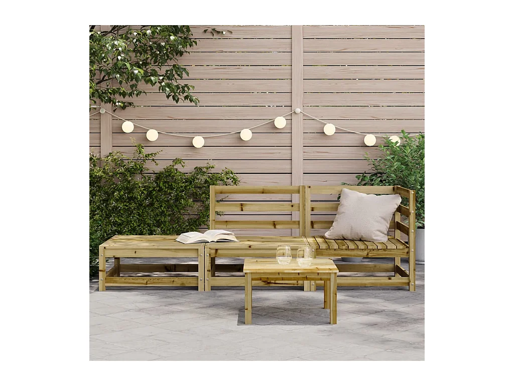 Canapé de jardin et repose-pieds 2 places bois de pin imprégné FR23142