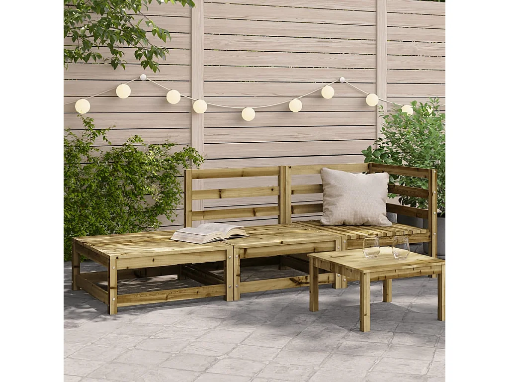 Canapé de jardin et repose-pieds 2 places bois de pin imprégné FR23142