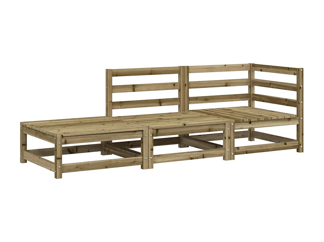 Canapé de jardin et repose-pieds 2 places bois de pin imprégné FR23142