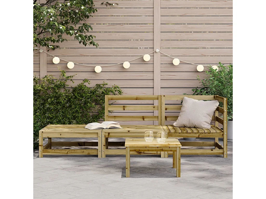 Canapé de jardin et repose-pieds 2 places bois de pin imprégné FR23142