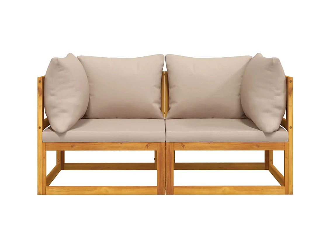 Lot de 2 Canapés d'angle sectionnels coussins taupe Bois acacia FR20803