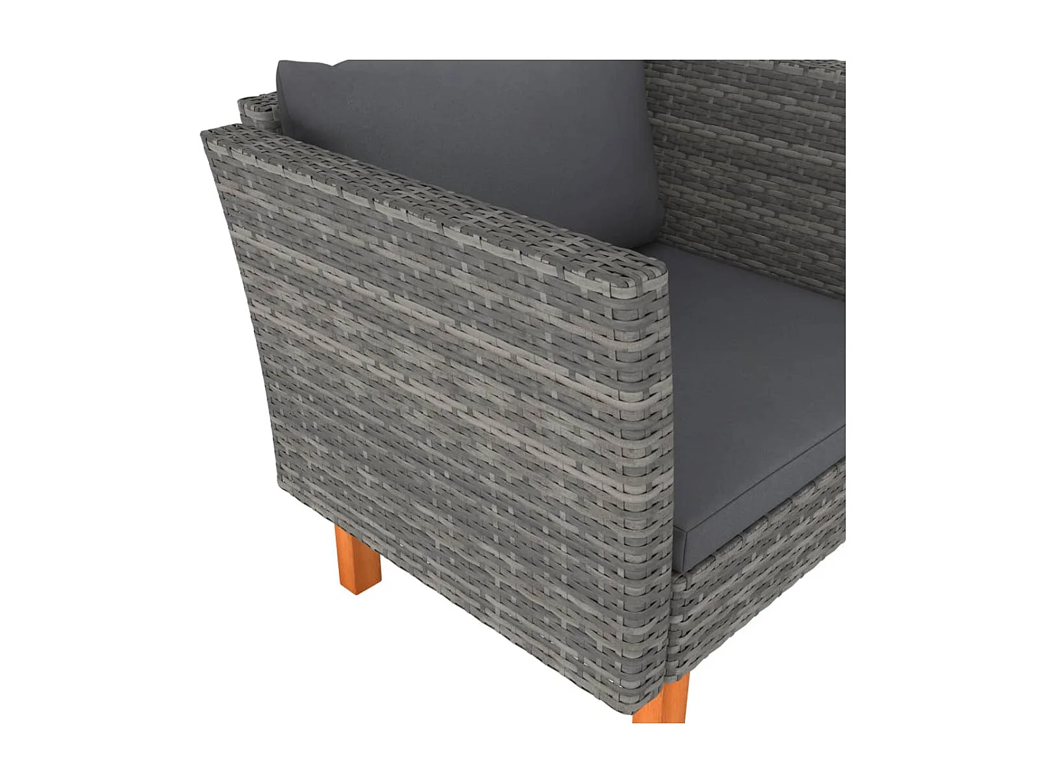 Tuinbank poly rattan en massief eucalyptushout BE506544