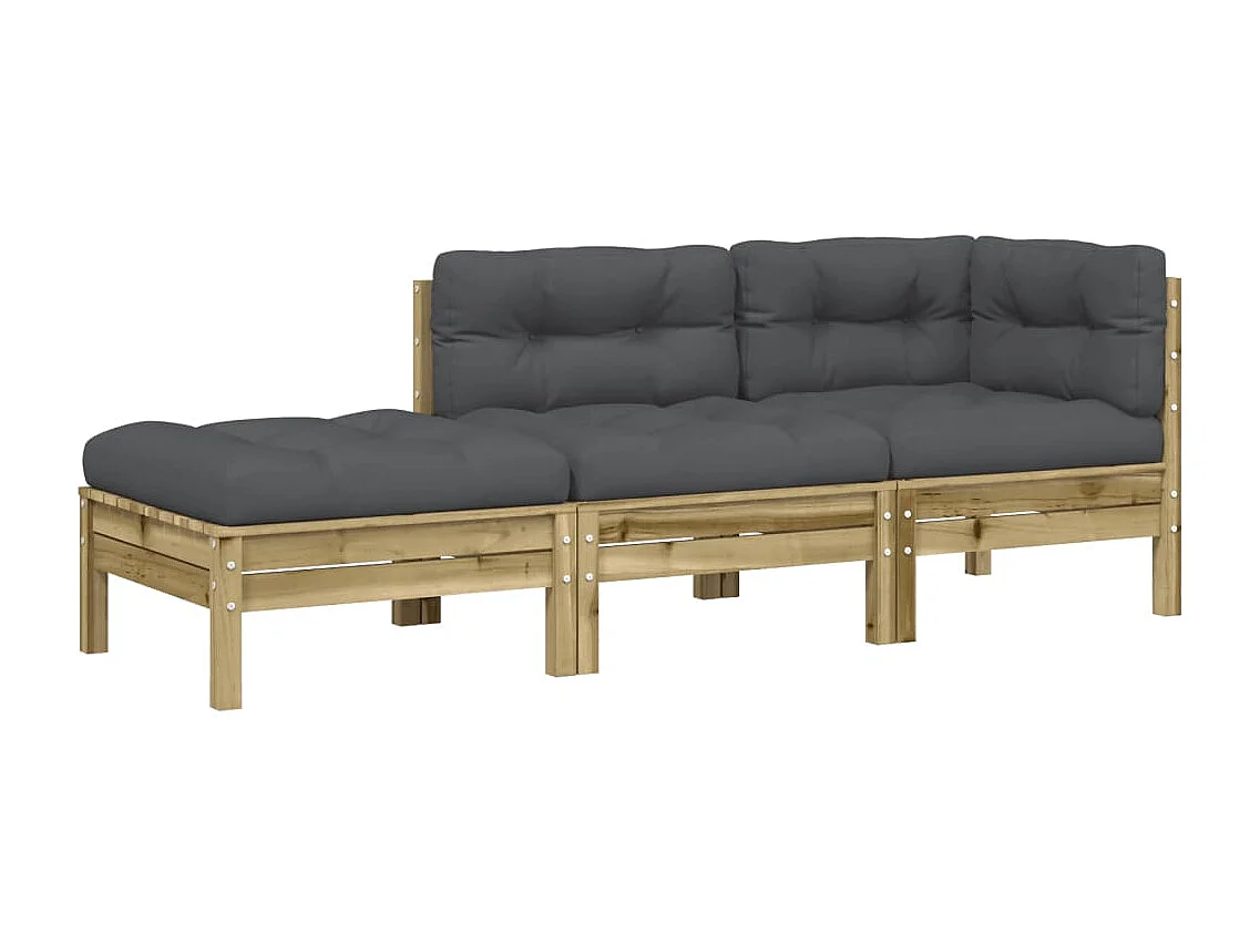 Canapé de jardin avec coussins et repose-pied 2 places FR23291