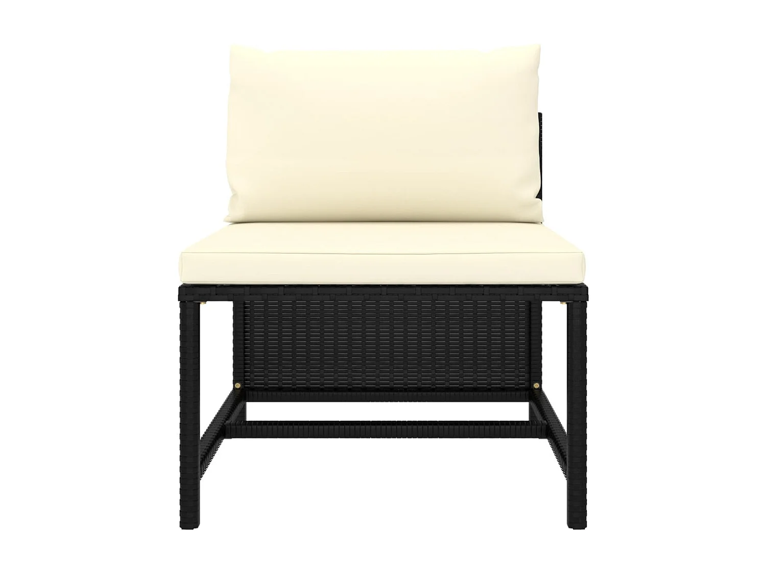 Sofá central seccional con cojines ratán sintético negro ES186344