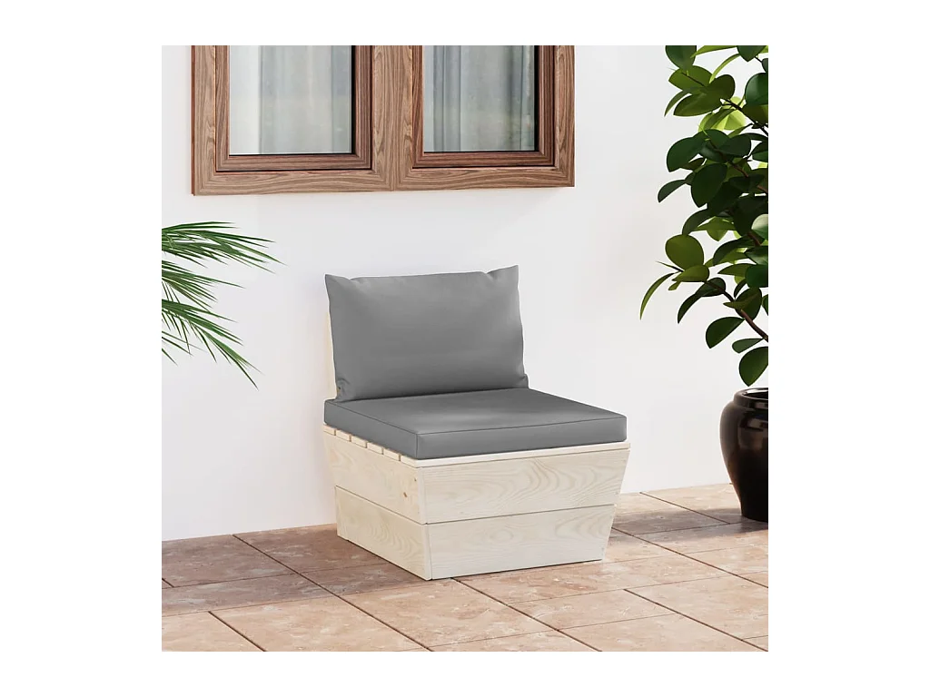 Canapé central palette de jardin avec coussins Épicéa imprégné FR57563