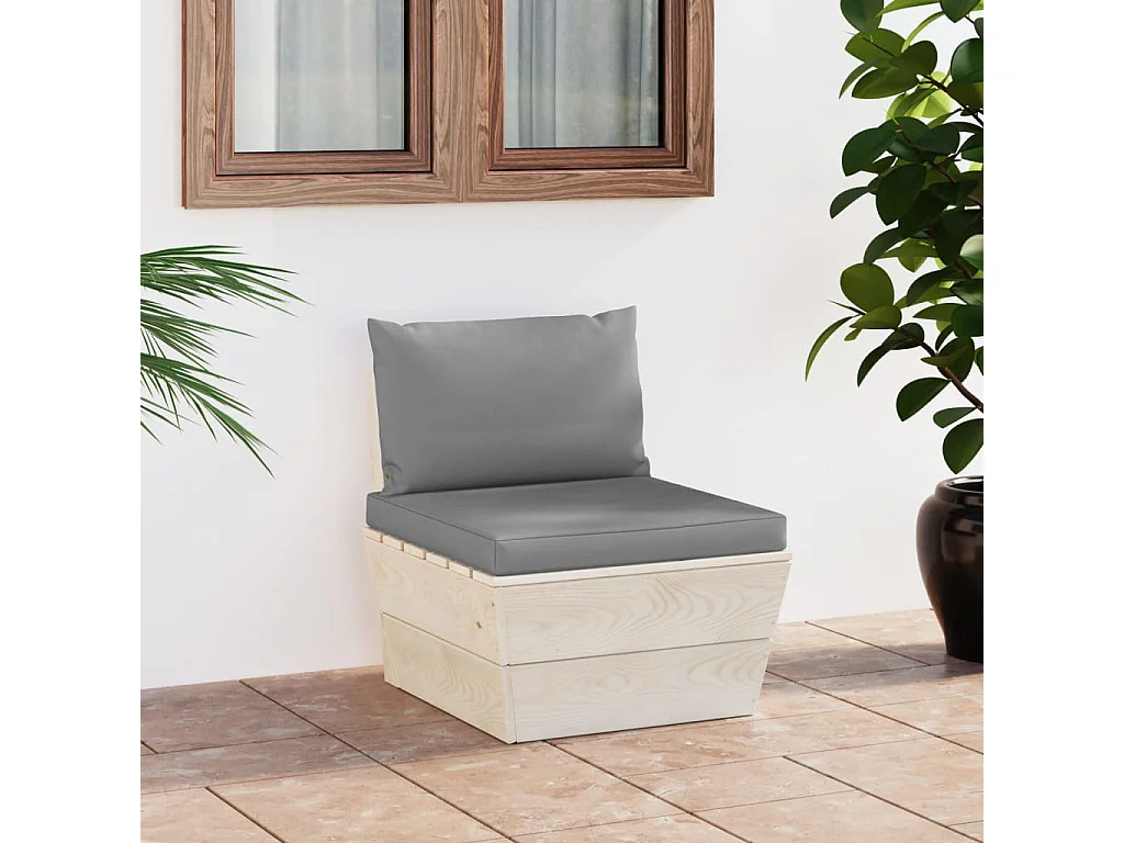 Canapé central palette de jardin avec coussins Épicéa imprégné FR57563