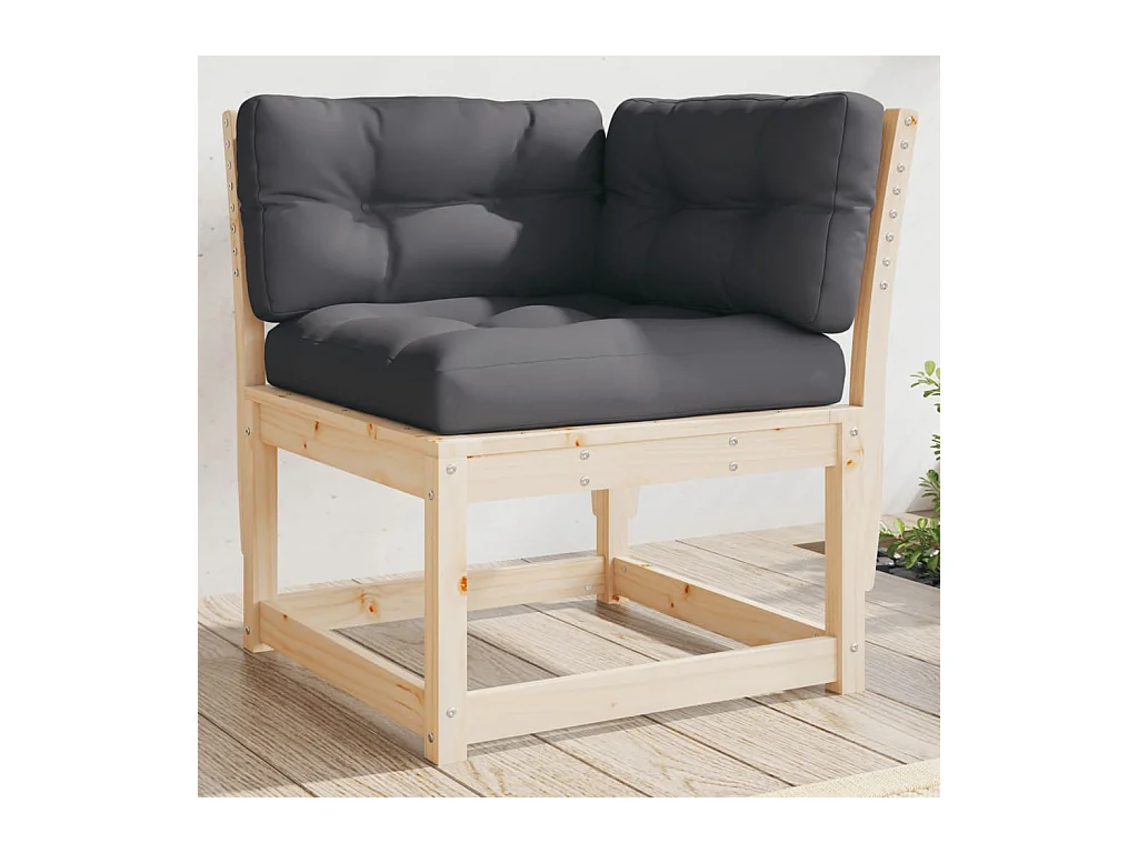 Canapé d'angle de jardin et coussins 73x73x78cm bois pin massif FR987265