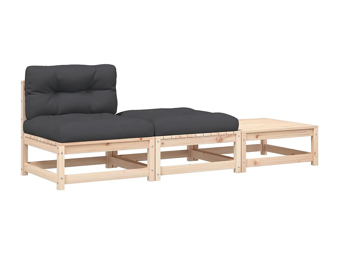 Canapé de jardin sans accoudoirs avec coussins et repose-pieds FR96067