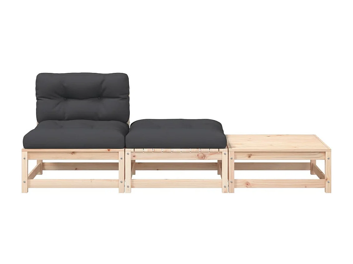 Canapé de jardin sans accoudoirs avec coussins et repose-pieds FR96067