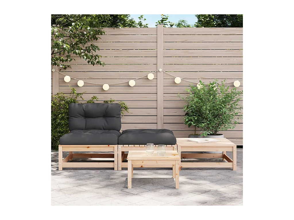 Canapé de jardin sans accoudoirs avec coussins et repose-pieds FR96067