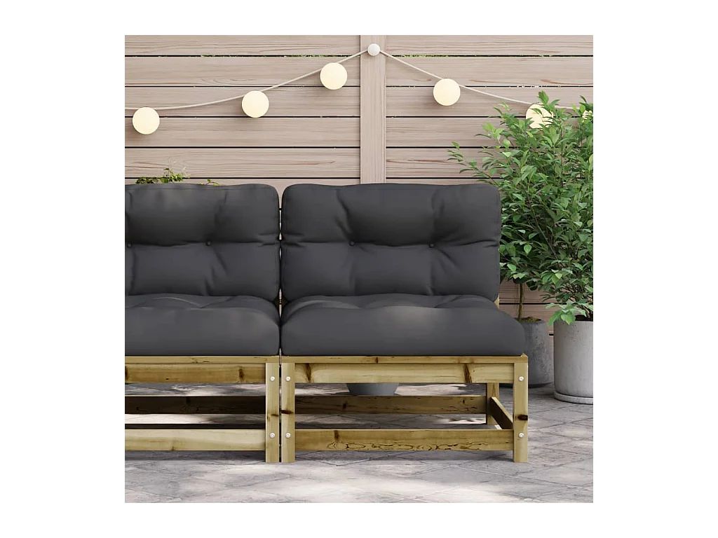 Canapé de jardin sans accoudoirs et coussins bois pin imprégné FR79458