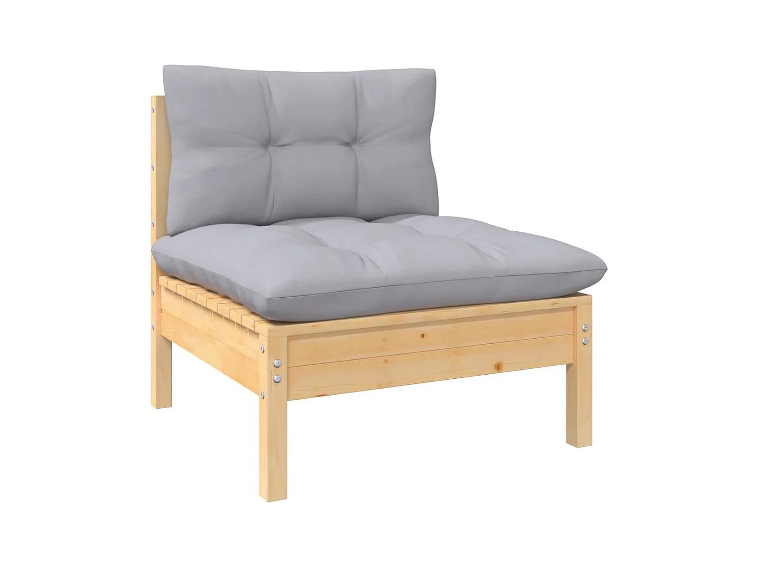 Canapé central de jardin avec coussins gris Bois de pin massif FR45621