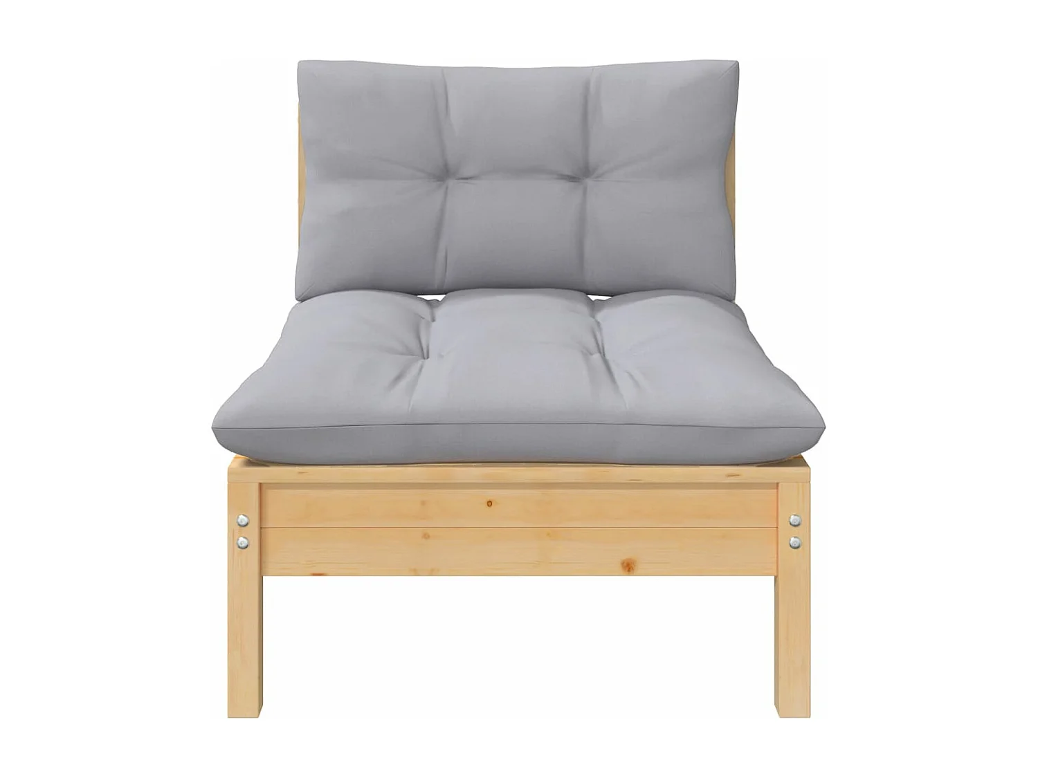 Canapé central de jardin avec coussins gris Bois de pin massif FR45621