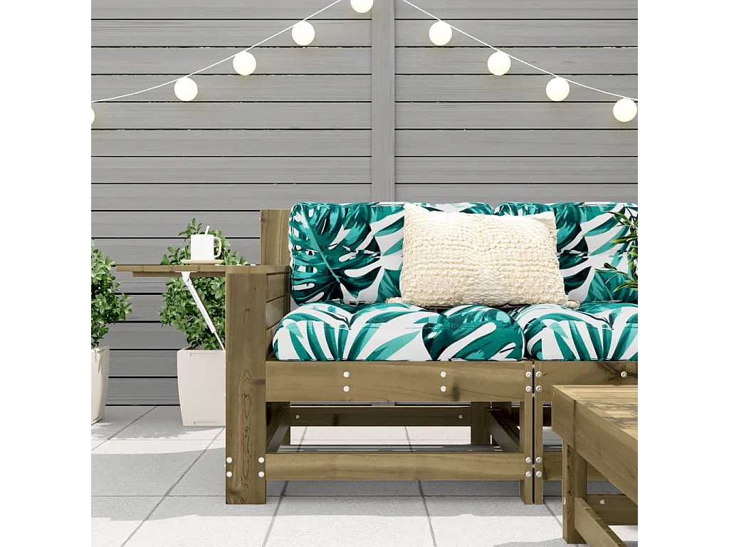 Canapé de jardin accoudoir avec coussin bois de pin imprégné FR764690