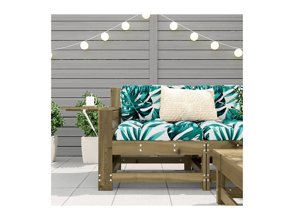 Canapé de jardin accoudoir avec coussin bois de pin imprégné FR764690