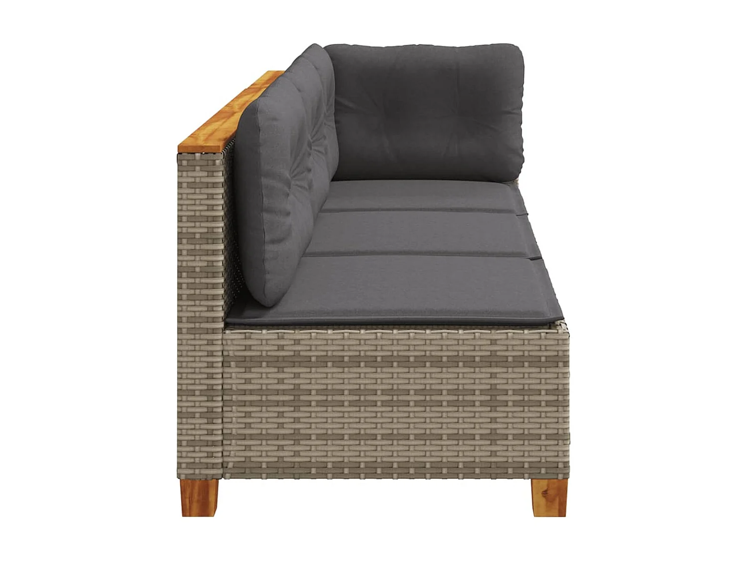 Canapé de jardin avec coussins 3 places gris résine tressée FR766969