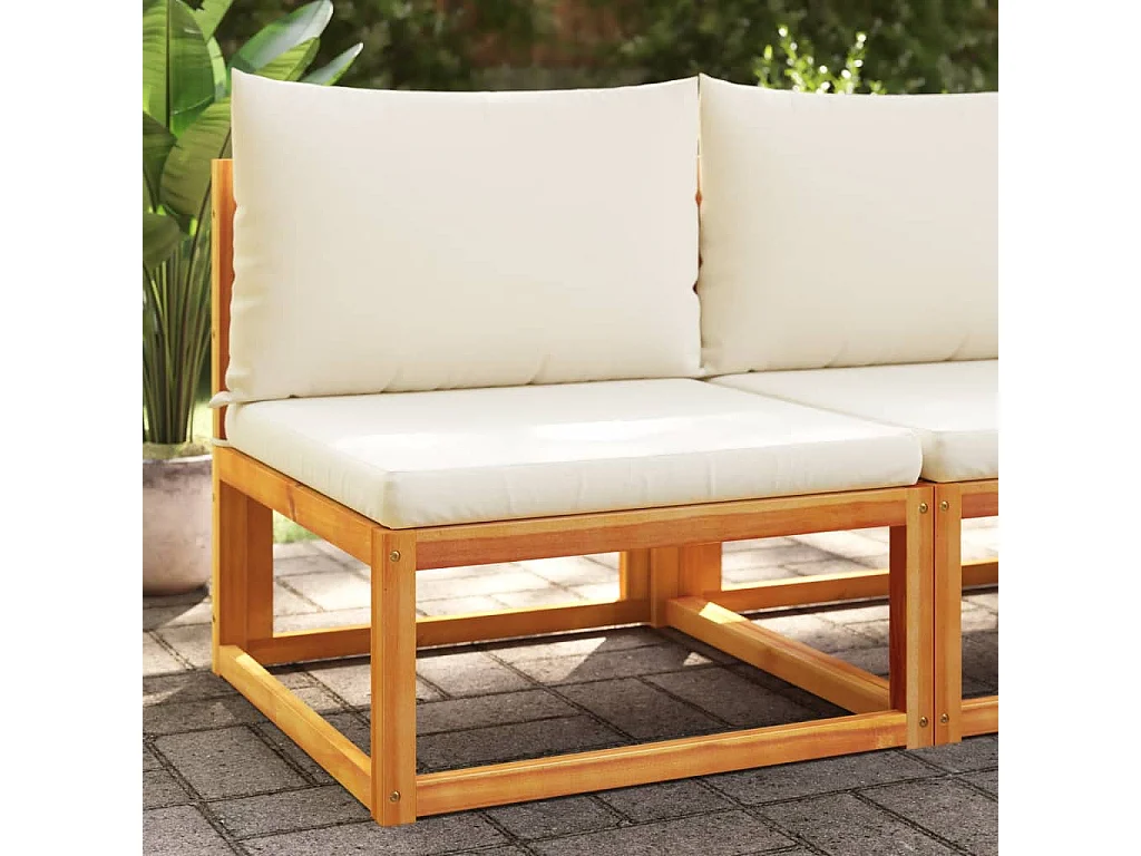 Canapé de jardin sans accoudoirs coussins bois massif d'acacia FR276579